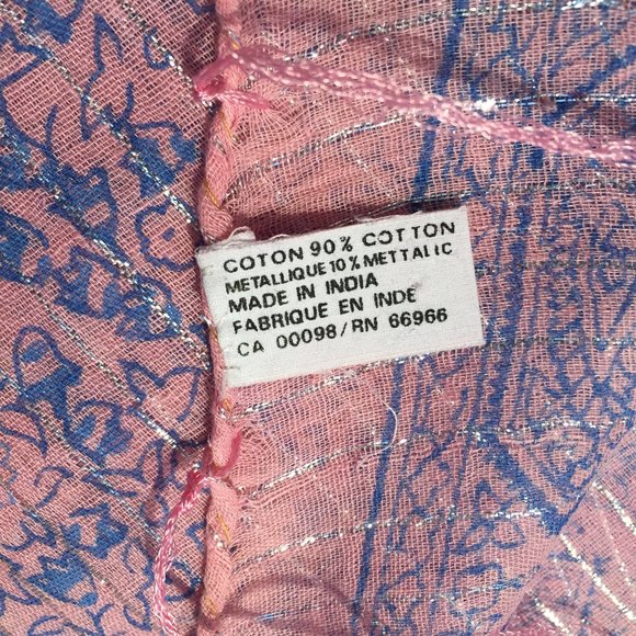 Pink & Blue Cotton Scarf - Picture 5 of 5